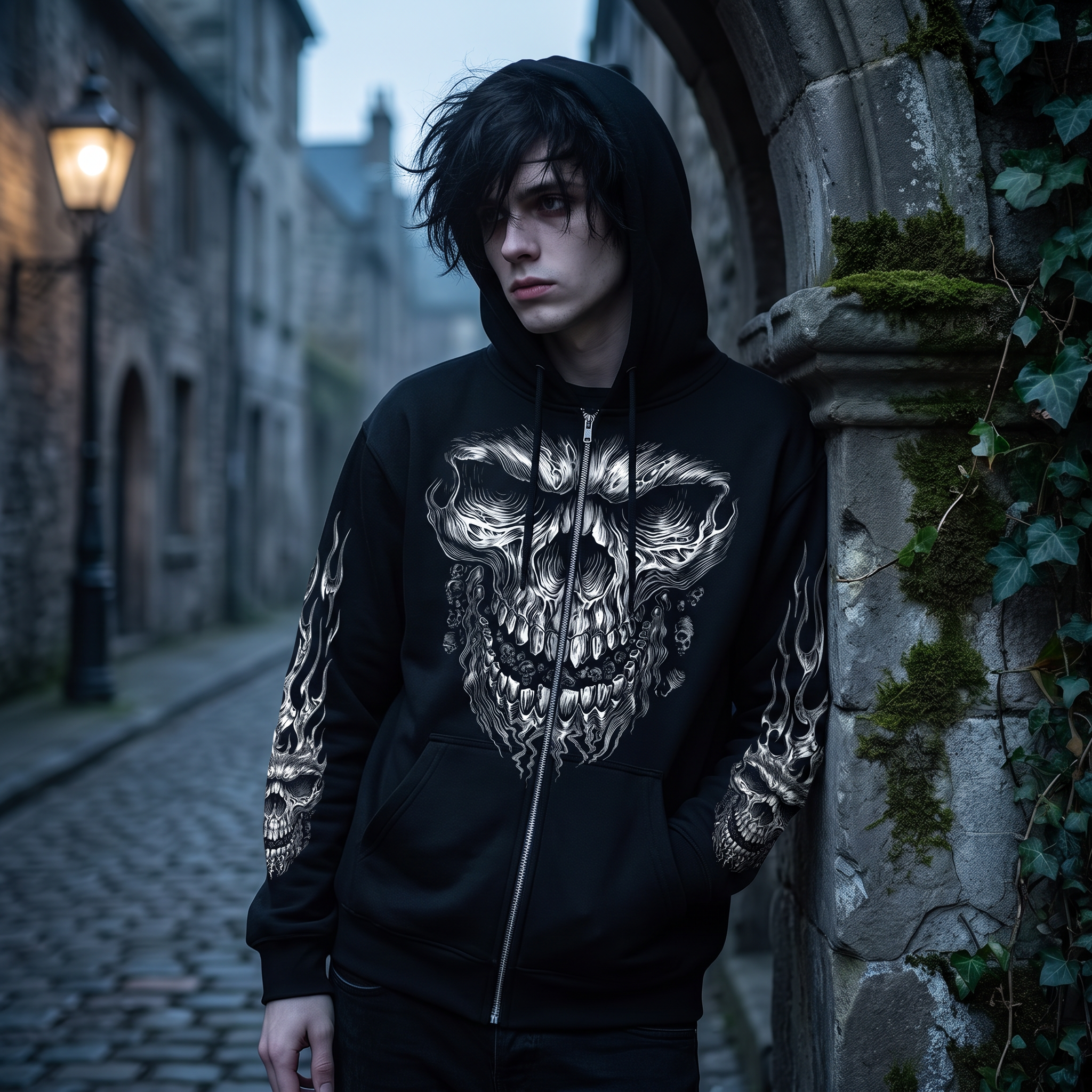 Hot Leathers GMZ4237 Men’s ‘Shredder Skull’ Black Hoodie with Zipper Closure 2